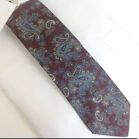 𝅺bert Pulitzer- Men's Neck Tie Brown‎ Blue Paisley… - Picture 5 of 5